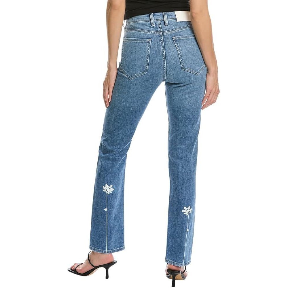 7 For All Mankind Easy Slim Jeans Womens 27 Light Blue Floral High Rise